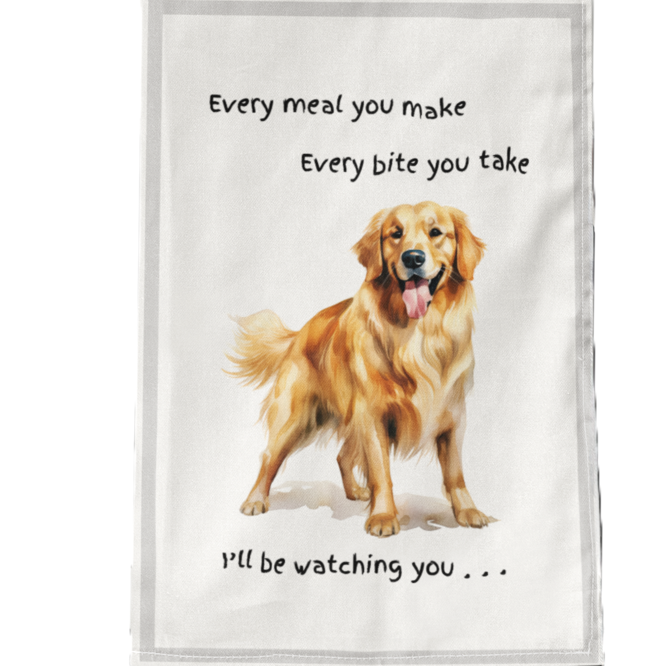 'Love Dogs' Dog Breed Tea Towel With 'Watching you' funny wording (Retriever)