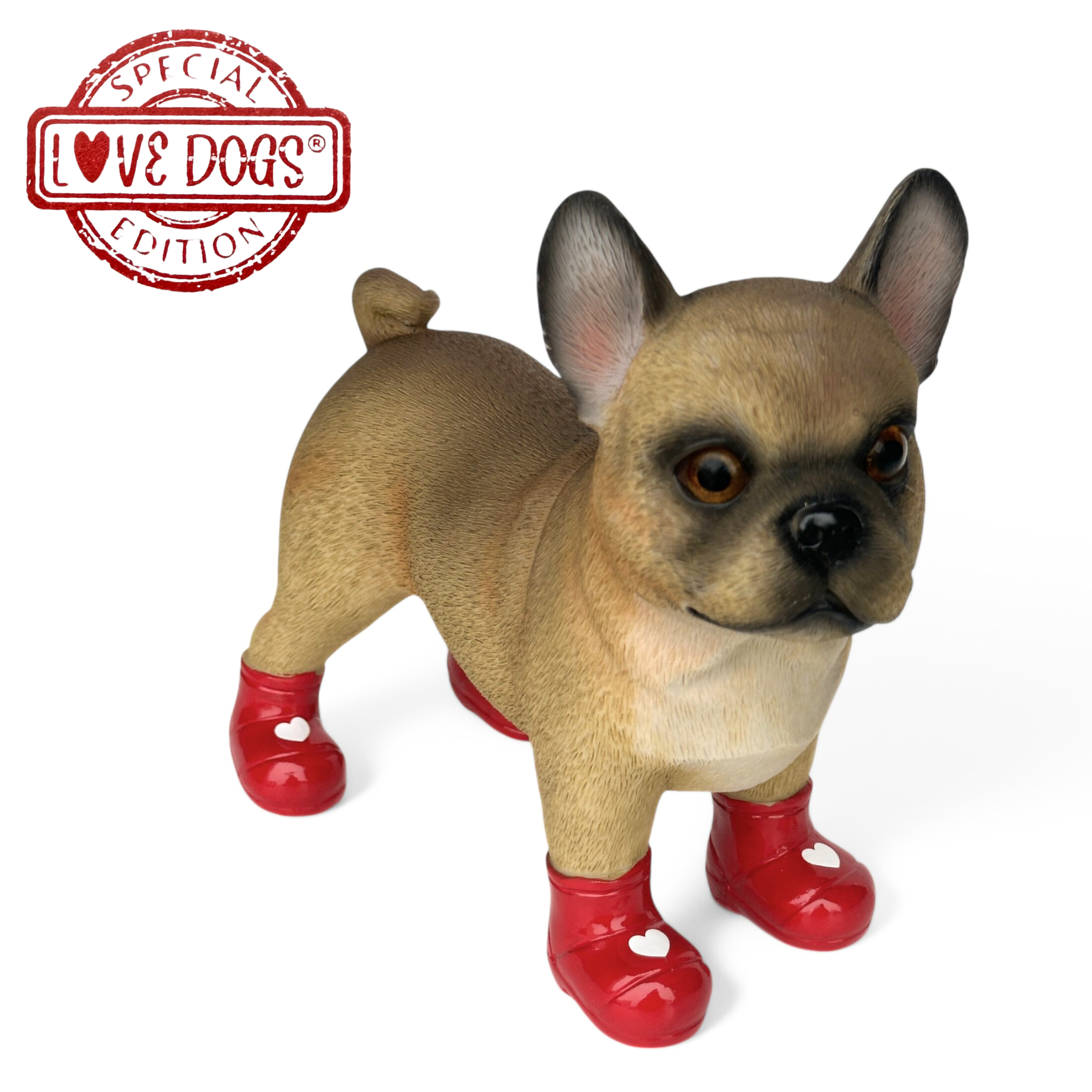 Valentines Frenchie Heart Welly Boots Love Dogs figurine Dog Lover Gift 25cm