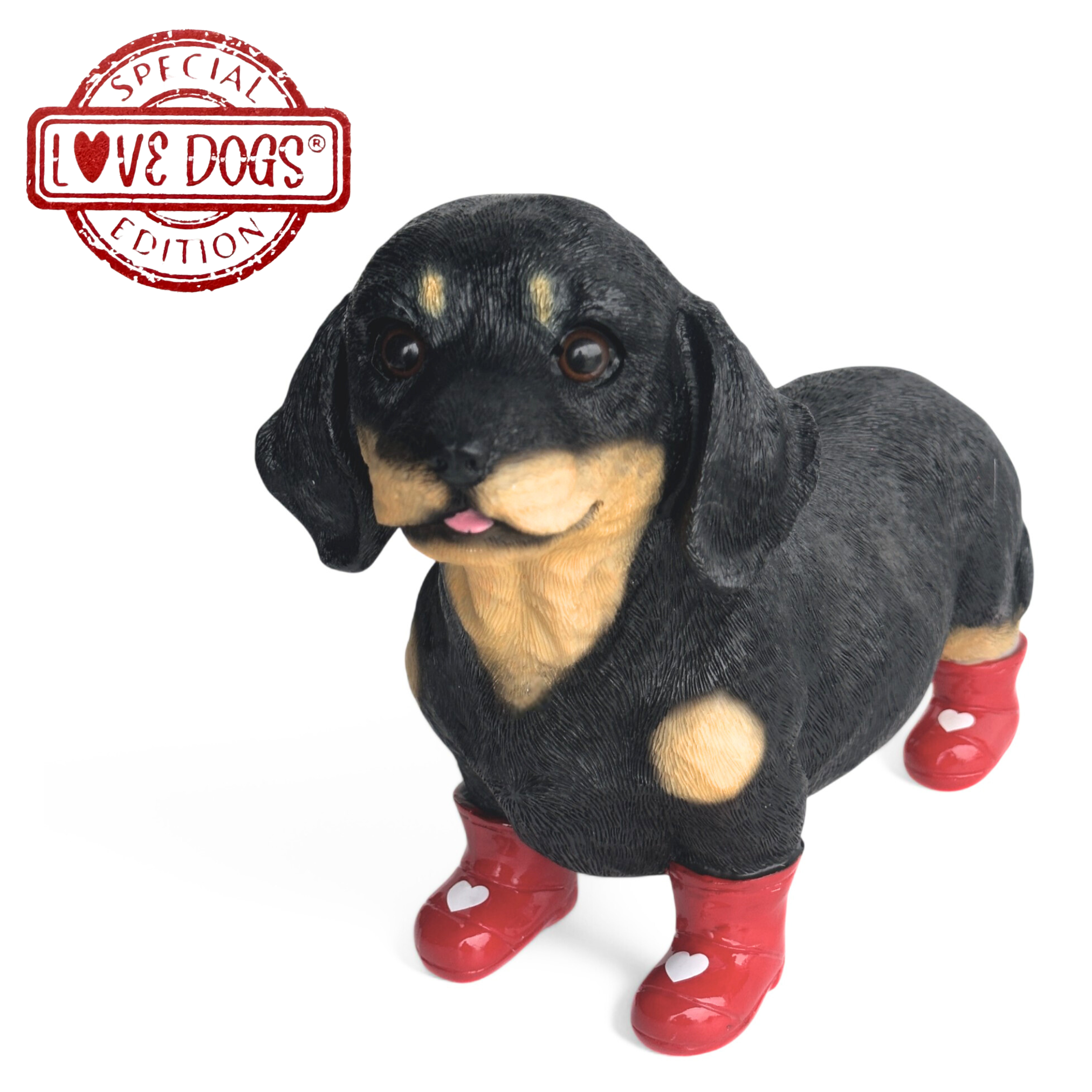 Valentines Dachshund Heart Welly Boots Love Dogs figurine Dog Lover Gift 25cm