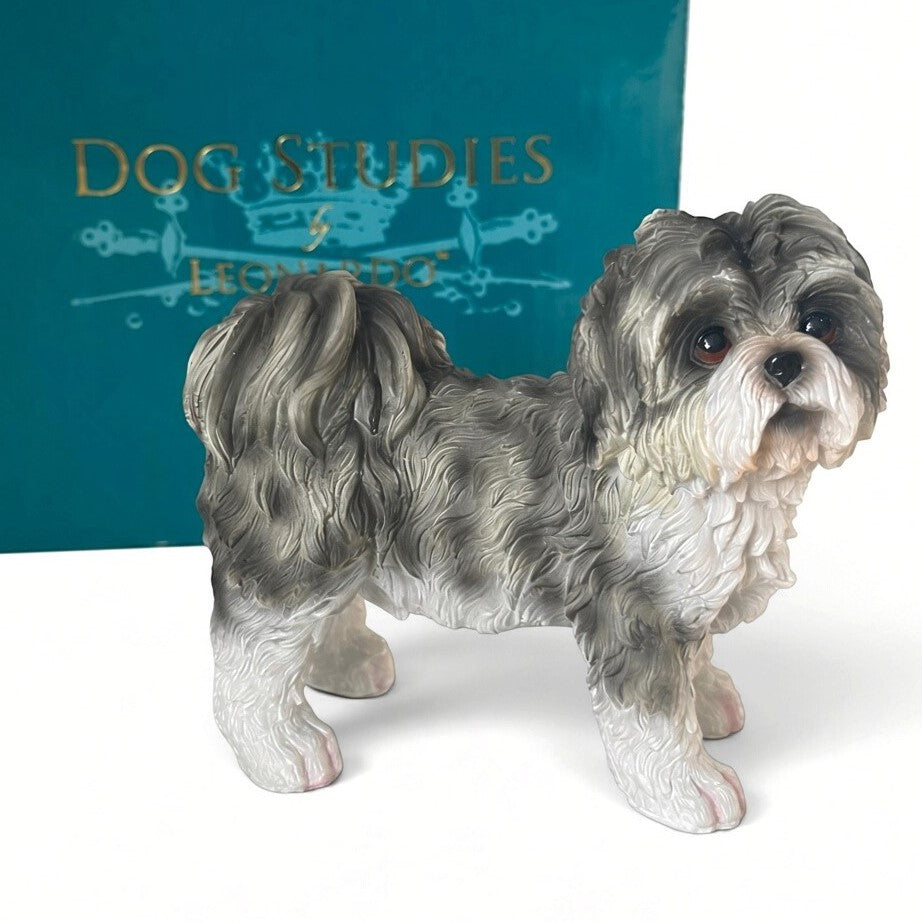 Grey Shih Tzu Figurine From the Leonardo Dog Studies range, Gift Boxed