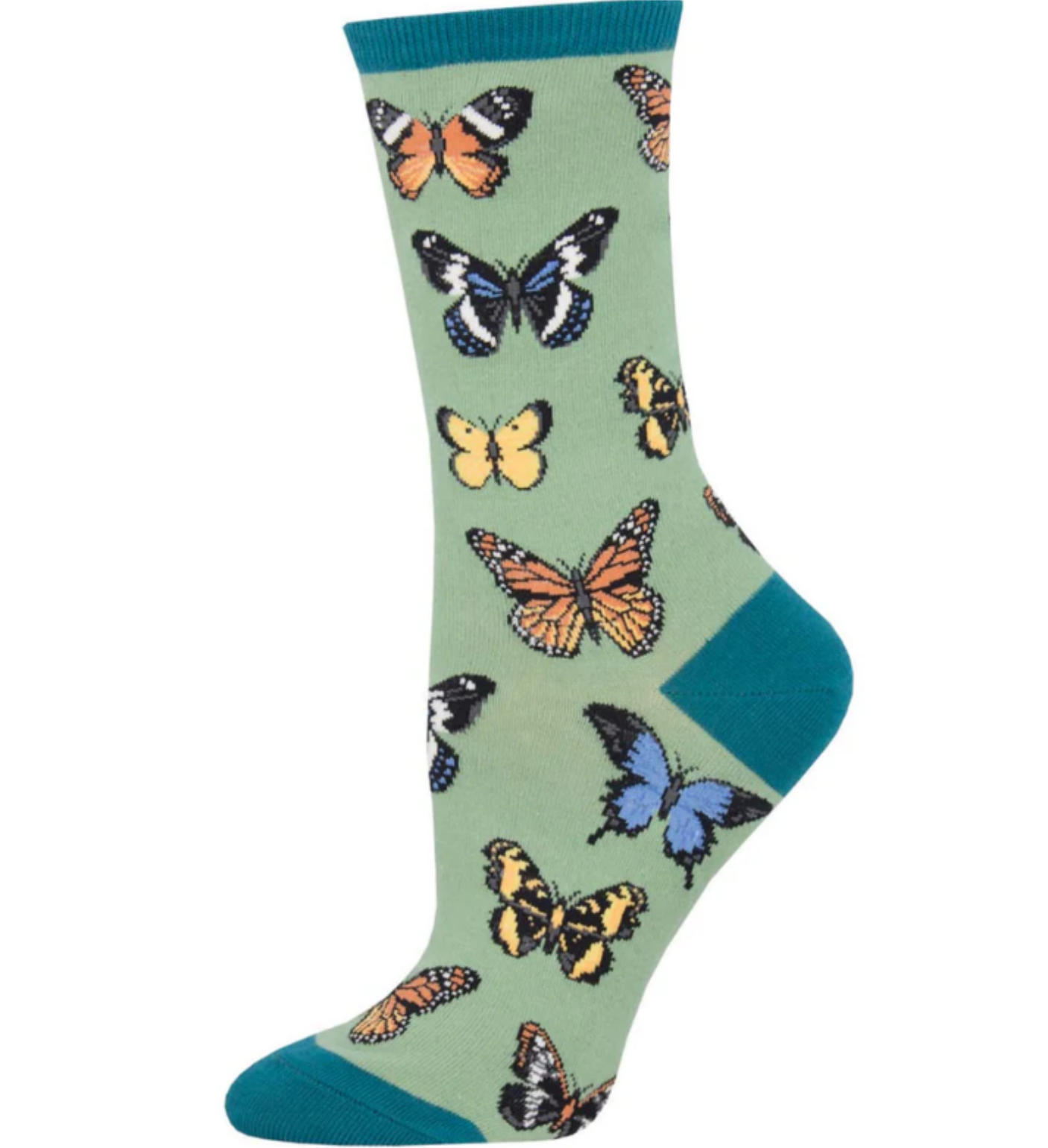 Socksmith 'MAJESTIC BUTTERFLIES' Butterfly design Women's quality Cotton mix crew socks, bright colours and fun design, one size (fits UK size 3 to 8.5)