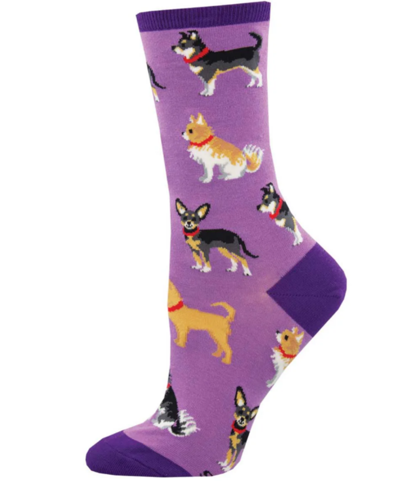 Socksmith 'DOGGY STYLE' Mixed Dog Breeds design Women's quality Cotton mix crew socks, bright colours and fun design, one size (fits UK size 3 to 8.5)