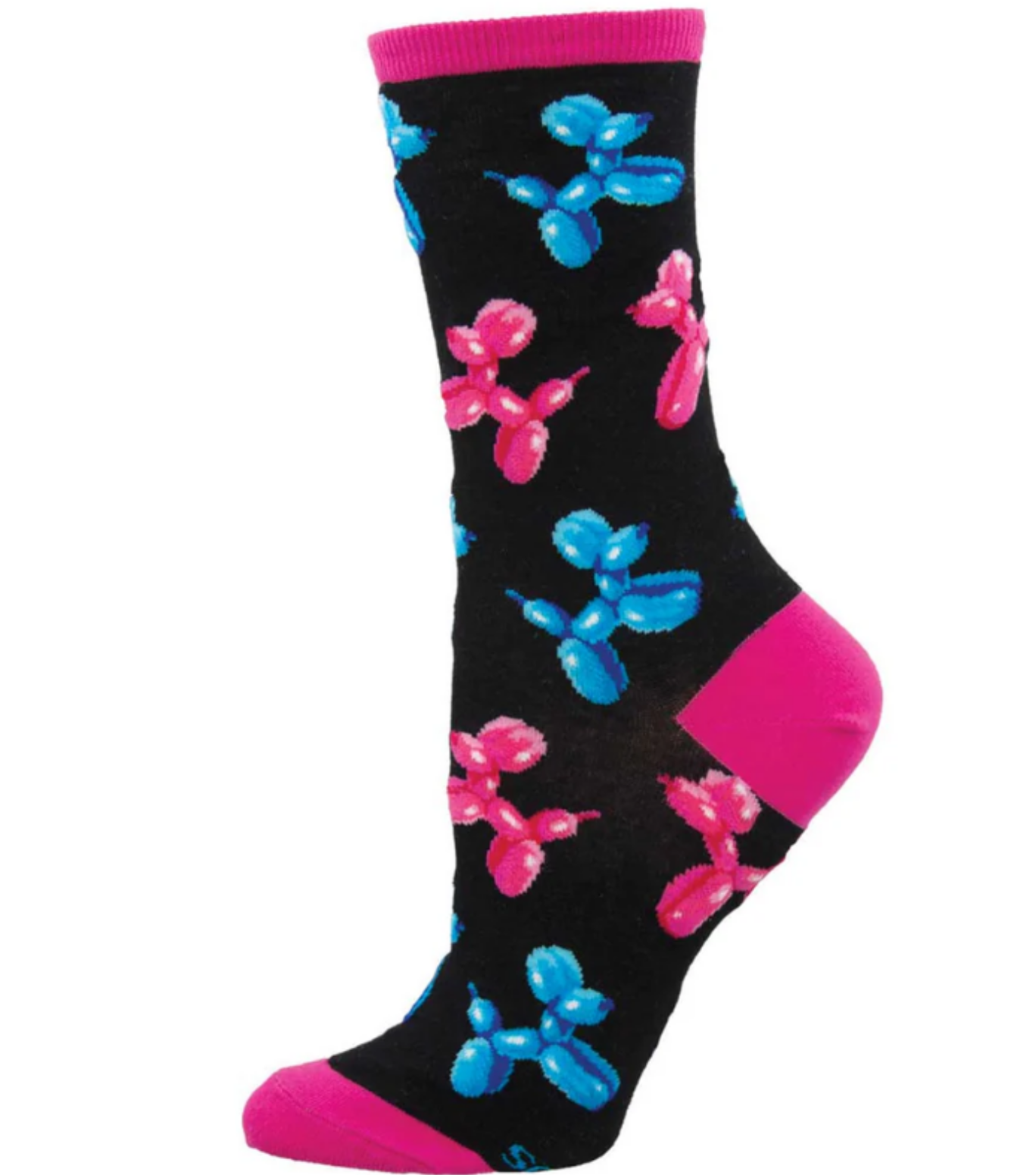 Socksmith 'BALLOON ANIMALS' Balloon Dog design Women's quality Cotton mix crew socks, bright colours and fun design, one size (fits UK size 3 to 8.5)