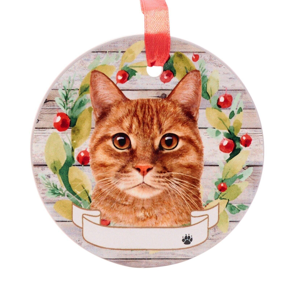 Ginger Cat hanging decoration ceramic with space for name cat gift memorial