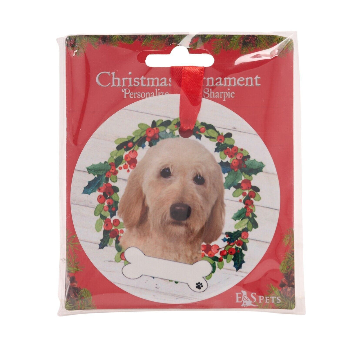 Labradoodle hanging decoration ceramic space for name dog lover gift memorial