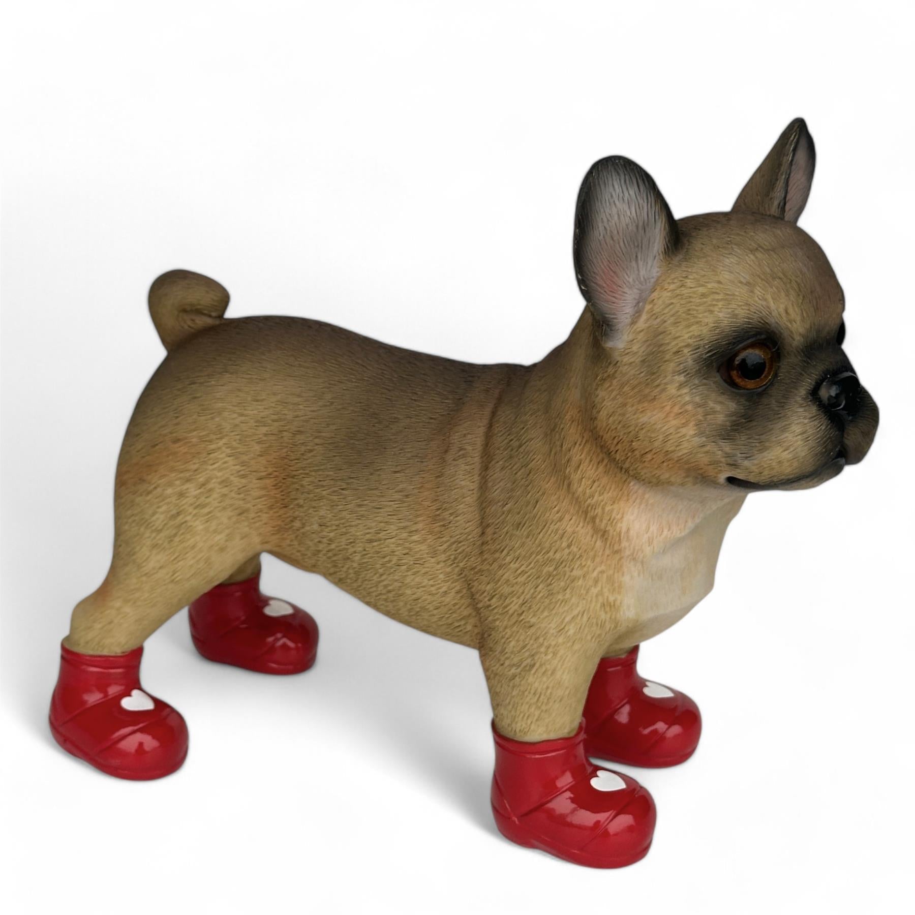 Valentines Frenchie Heart Welly Boots Love Dogs figurine Dog Lover Gift 25cm