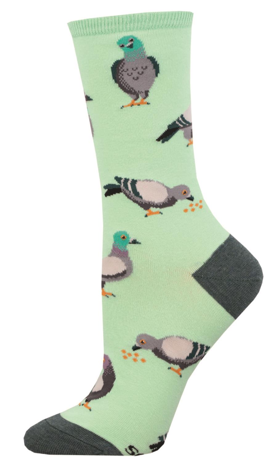 Socksmith 'Pigeon' design Women's quality Cotton mix crew socks, bright colours and fun design, one size (fits UK size 3 to 8.5)