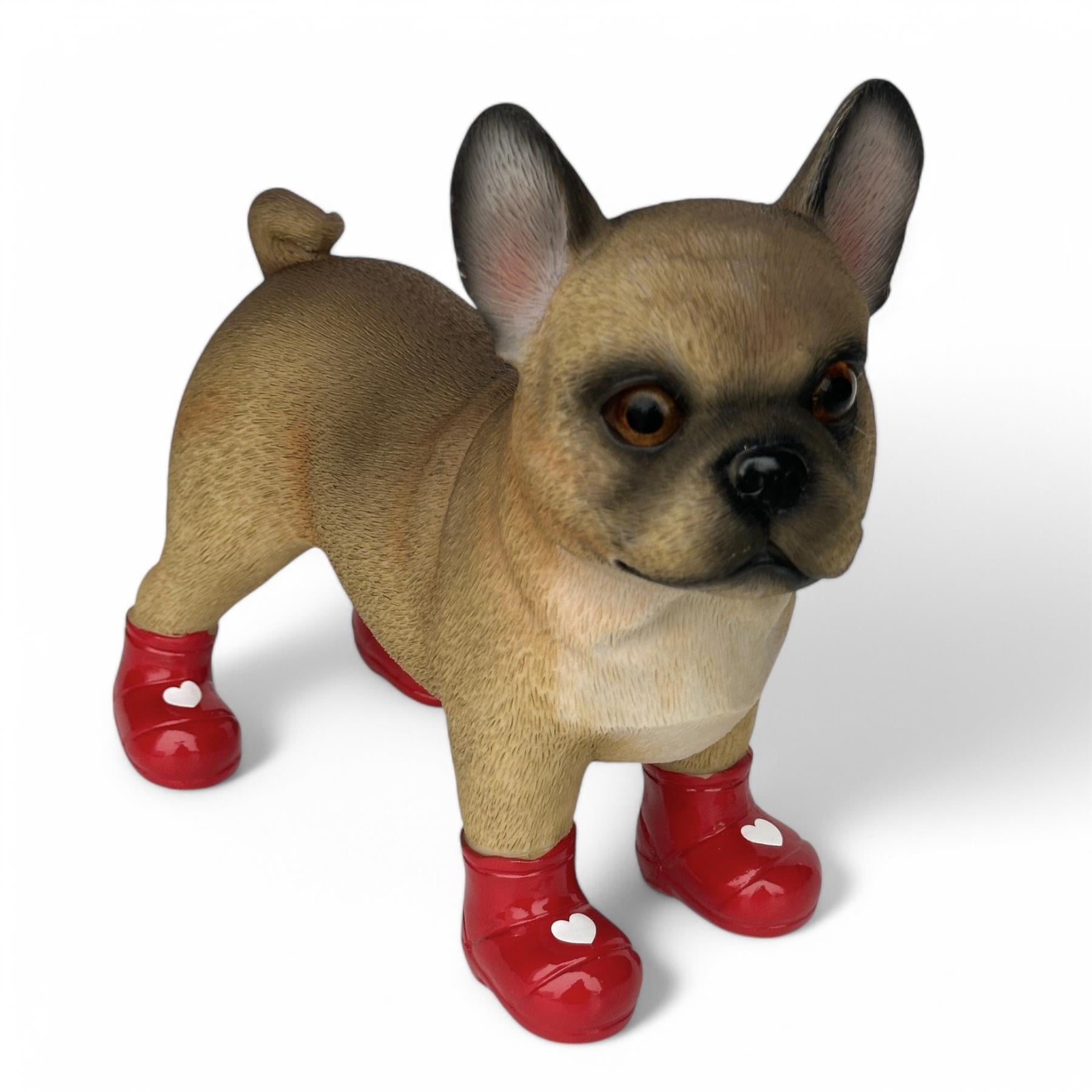 Valentines Frenchie Heart Welly Boots Love Dogs figurine Dog Lover Gift 25cm