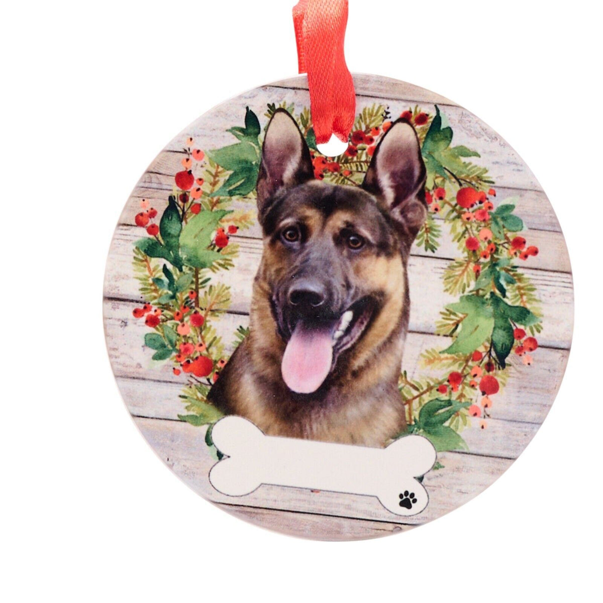 German Shepherd hanging decoration ceramic with space for name Alsatian dog gift