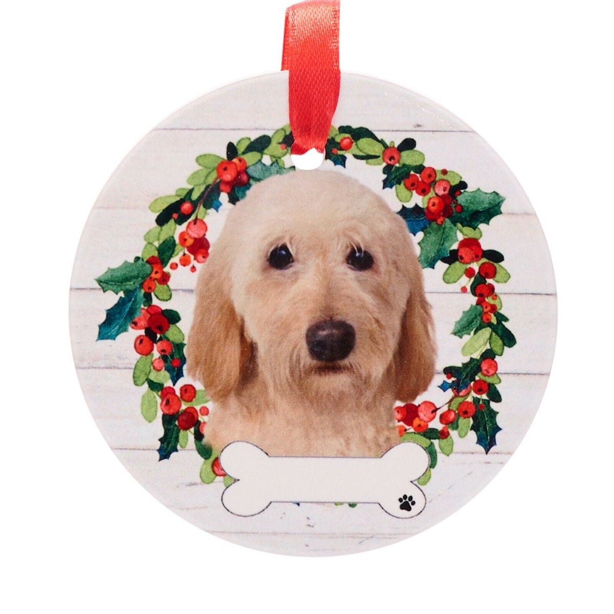 Labradoodle hanging decoration ceramic space for name dog lover gift memorial