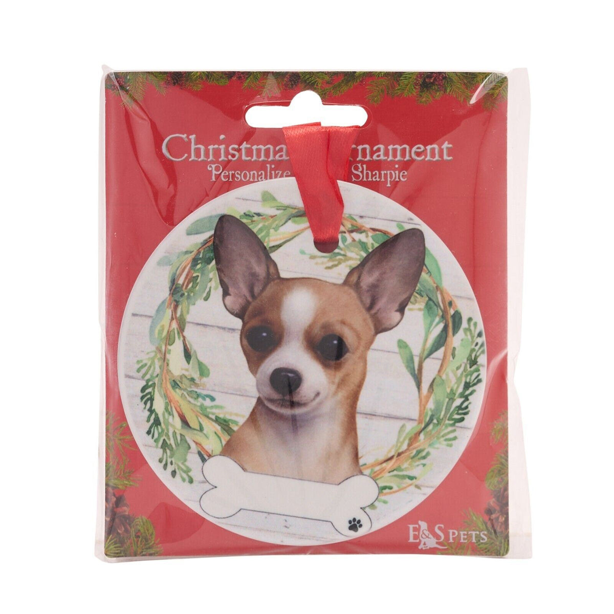 Chihuahua hanging decoration ceramic with space for name dog lover gift memorial