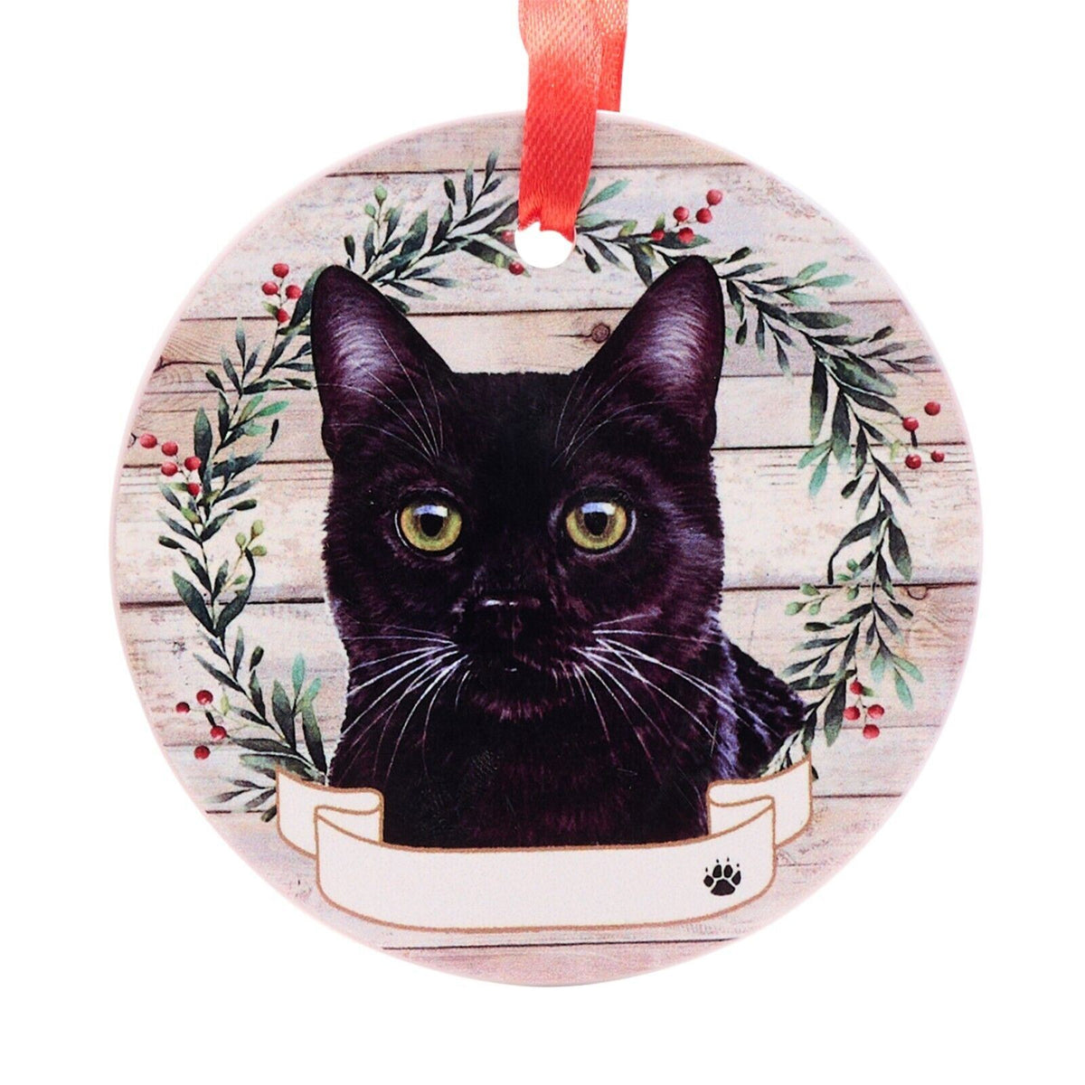Black Cat hanging decoration ceramic with space for name cat lover gift memorial