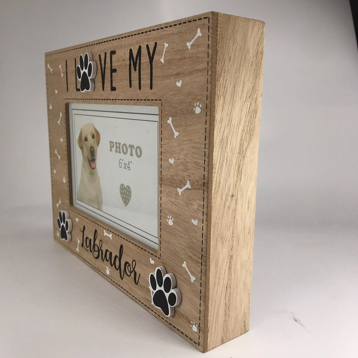 Labrador picture frame wooden box style 6x4" photo holder novelty dog lover gift