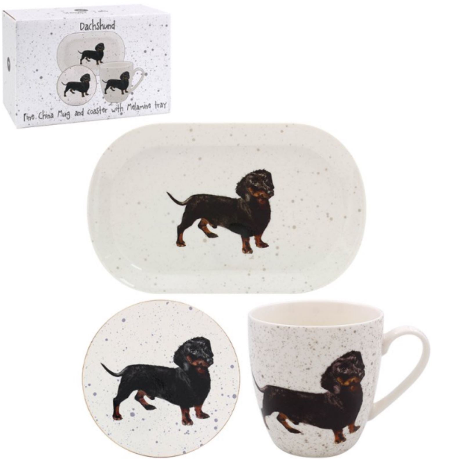 Dachshund Mug Tray & Coaster set by Leonardo novelty Sausage Dog lover gift