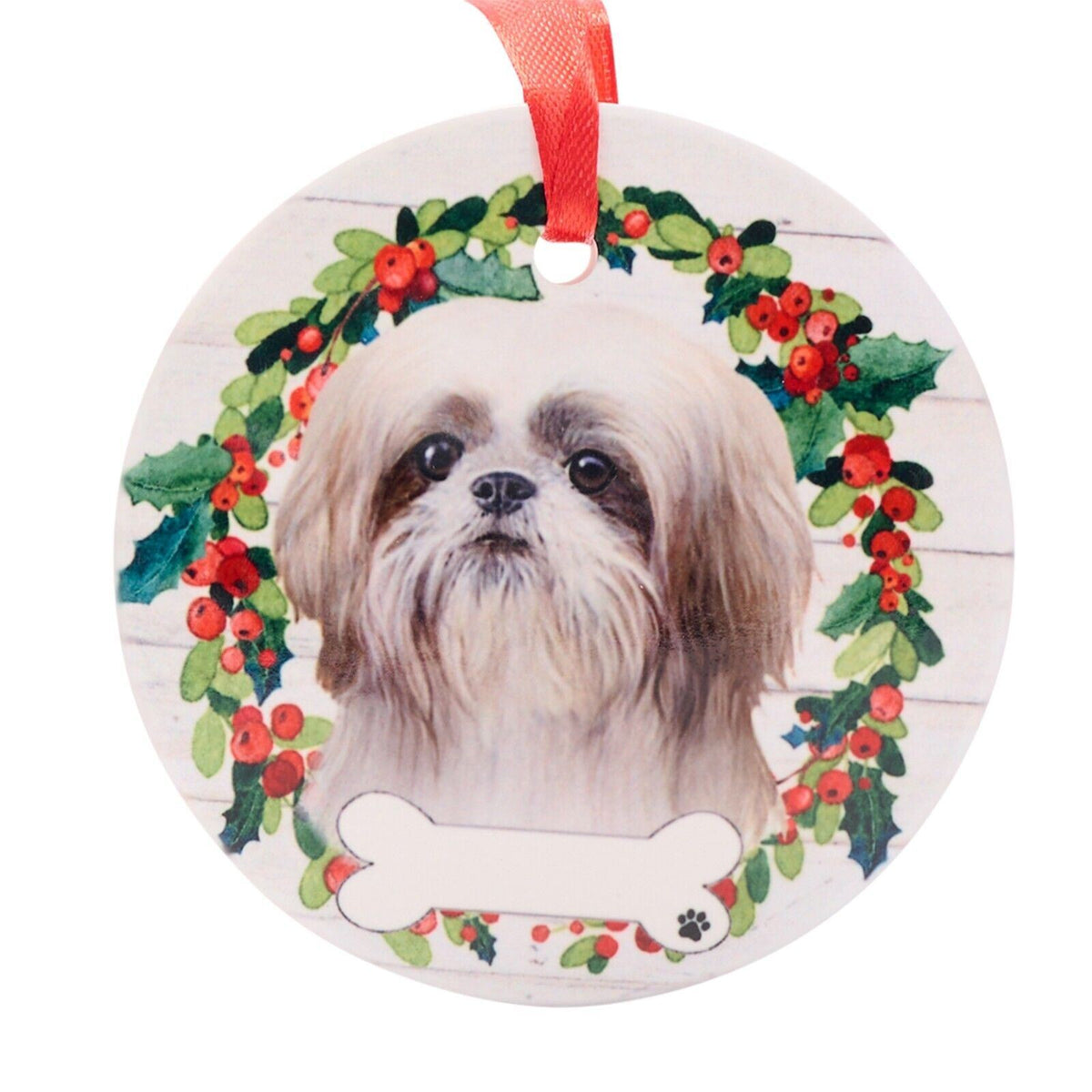 Shih Tzu hanging decoration ceramic with space for name dog lover gift memorial