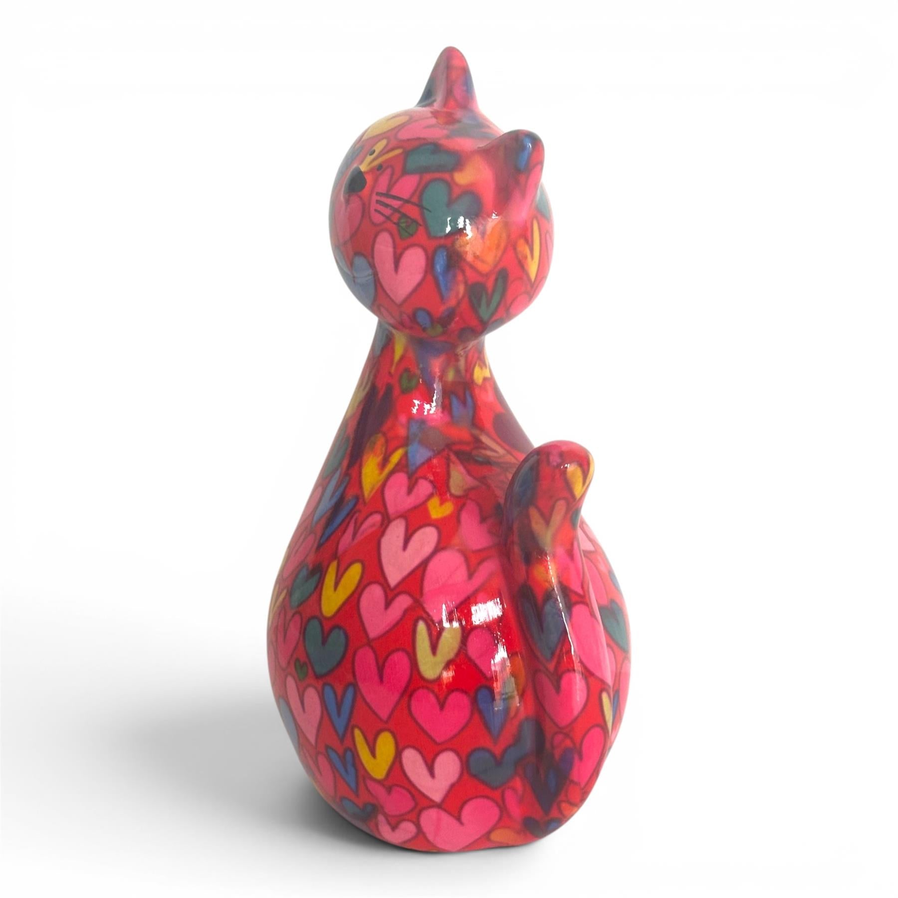 Pomme Pidou 'Beau' the Cat With Love Hearts Pattern Ceramic Figurine