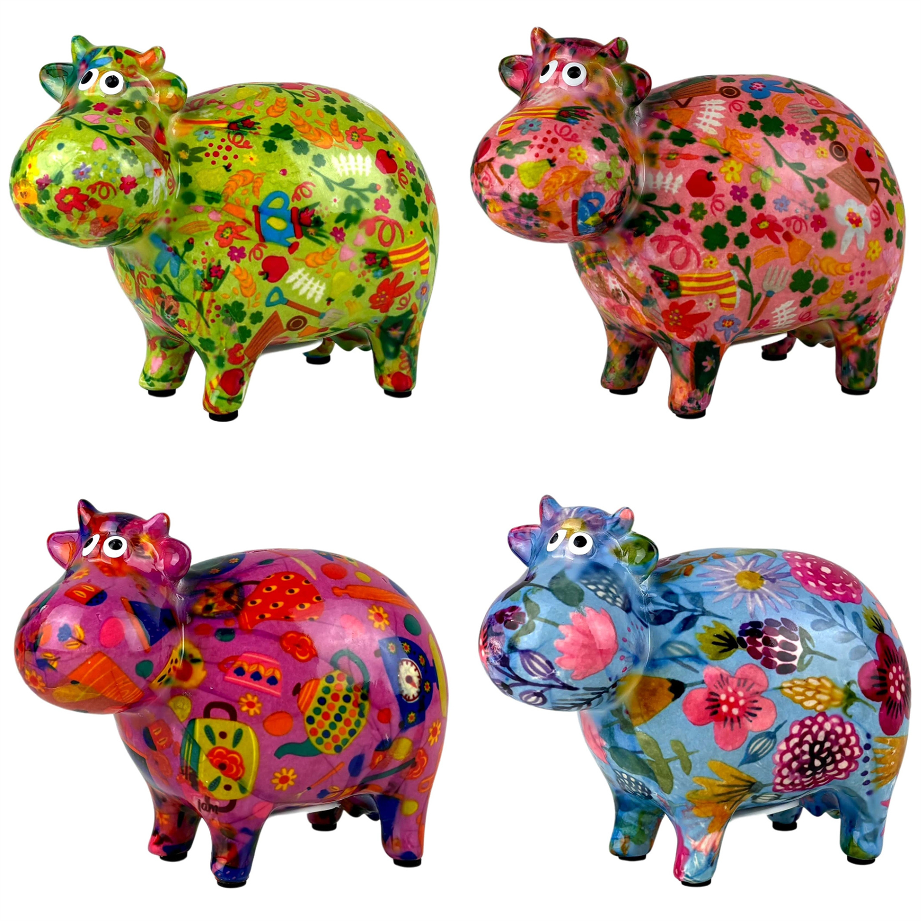 Pomme Pidou 'Bella' ceramic Cow shaped Money Box, 16cm, gift boxed (8 PACK)