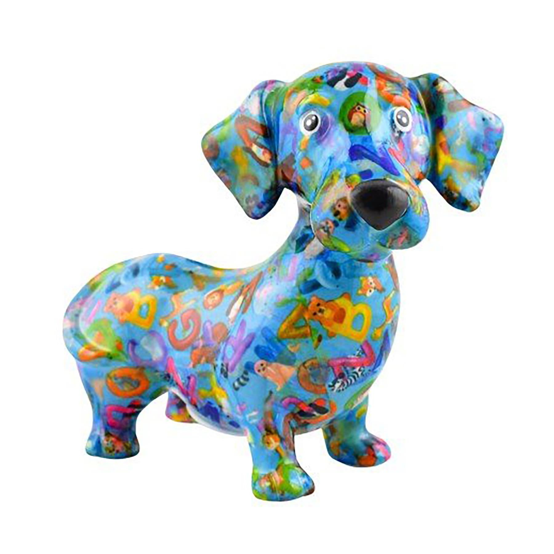 Pomme Pidou 'Dennis' bright coloured ceramic Dachshund shaped Money Box (Medium) (6  PACK, ASSORTED)