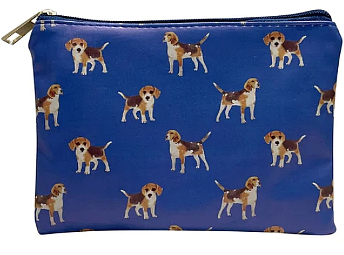 Beagle cosmetic makeup bag coin case Pink or Blue zipped lined Dog lover gift[Blue]