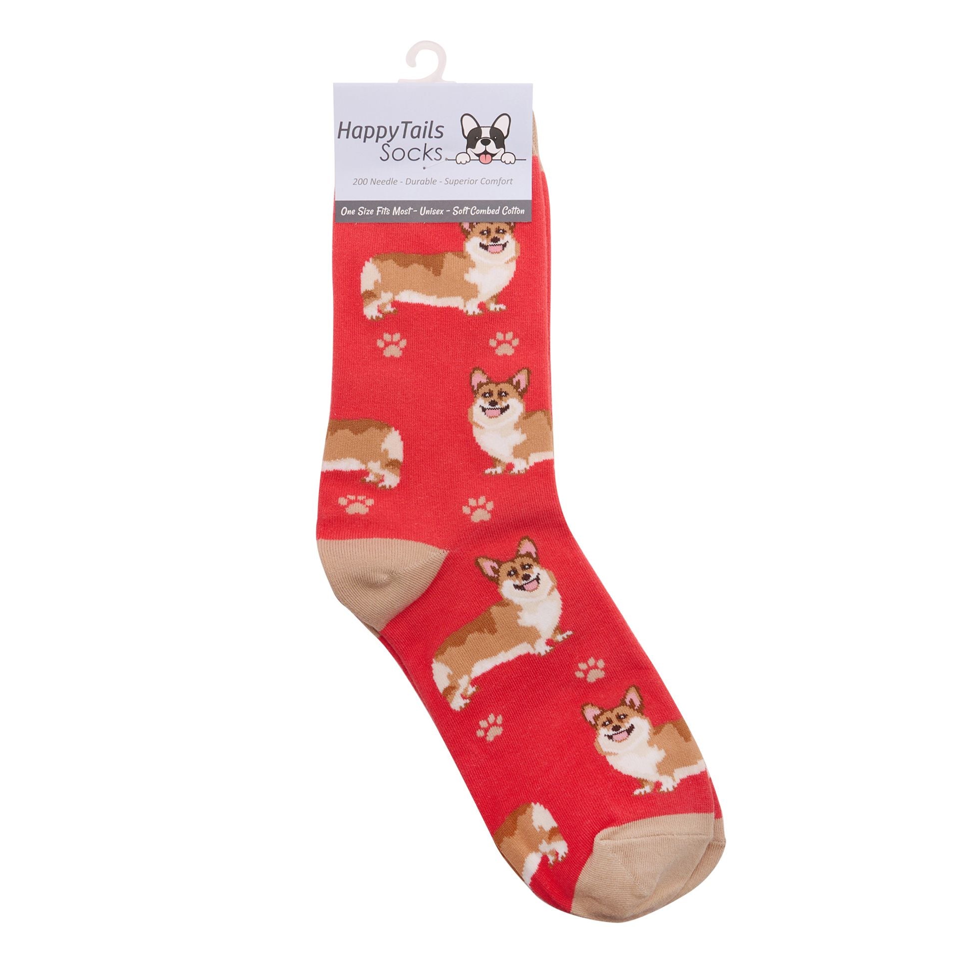 Ladies Corgi Socks, lovely vibrant colours, soft combed cotton, one size