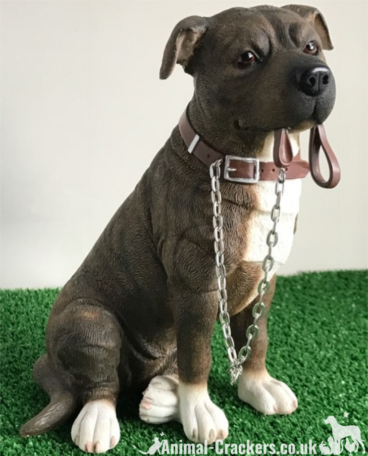 Brown Staffordshire Bull Terrier 'Staffie'  ornament from the Leonardo 'Walkies' range