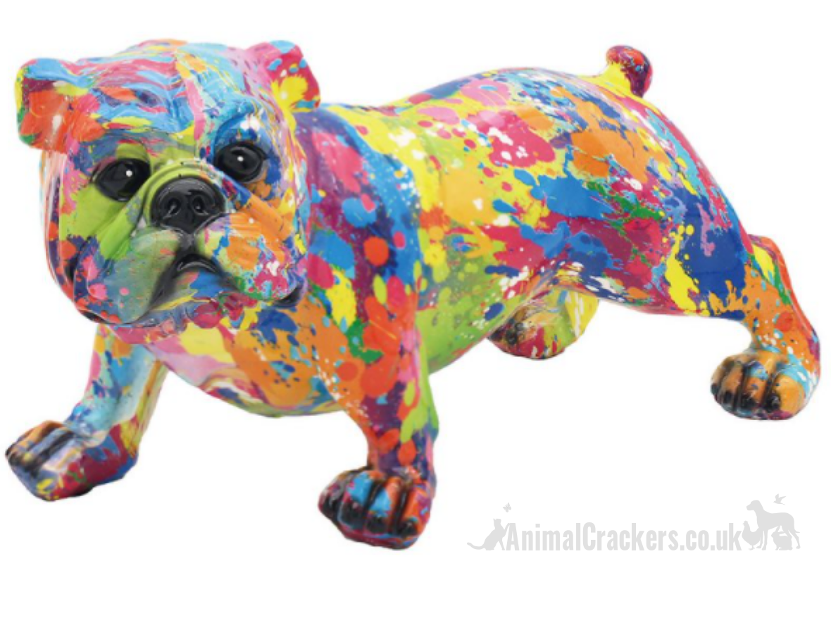 SPLASH ART bright colour Standing English Bulldog ornament figurine, Dog lover gift