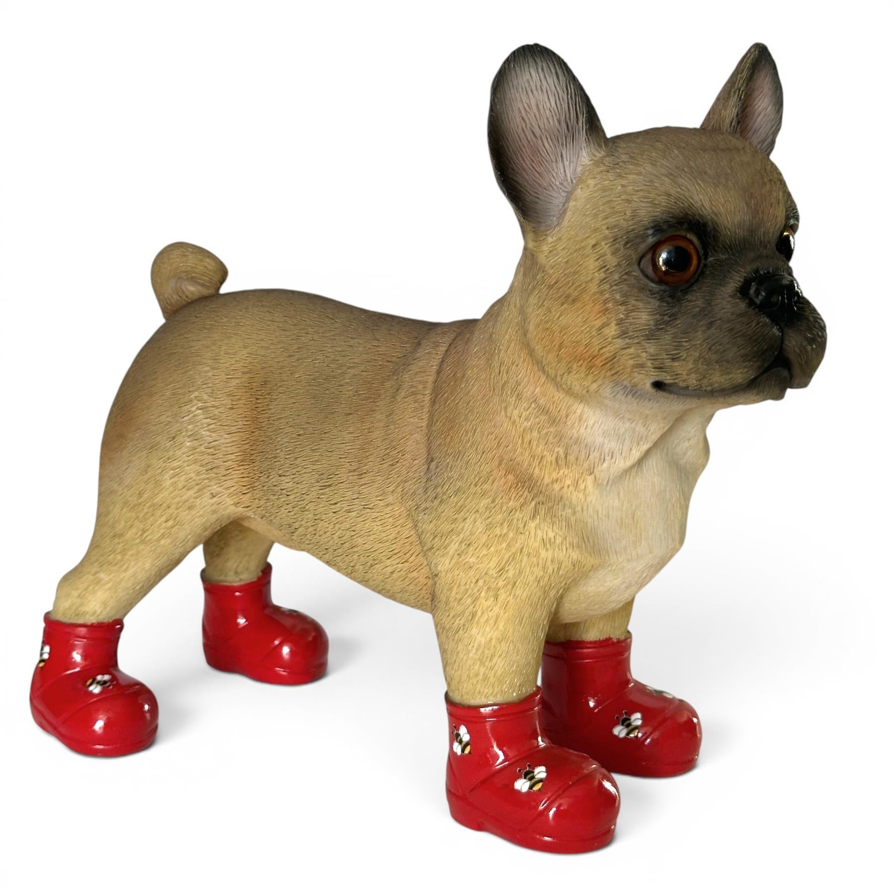 French Bulldog Dog In Red Wellington Boots With Bee Decorations Special Edition