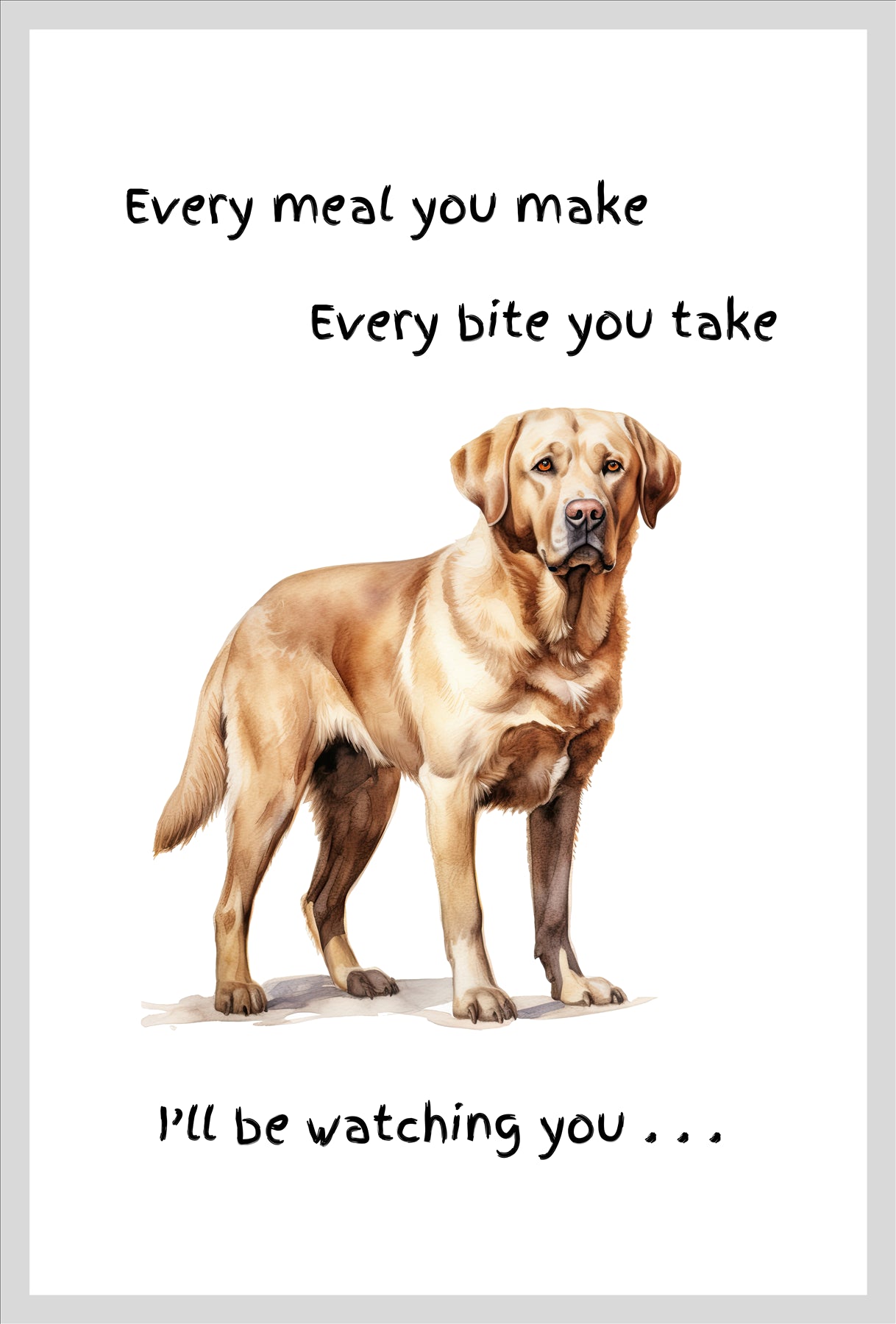 Dog Tea Towel With 'Watching You' Funny Wording (Golden Labrador)