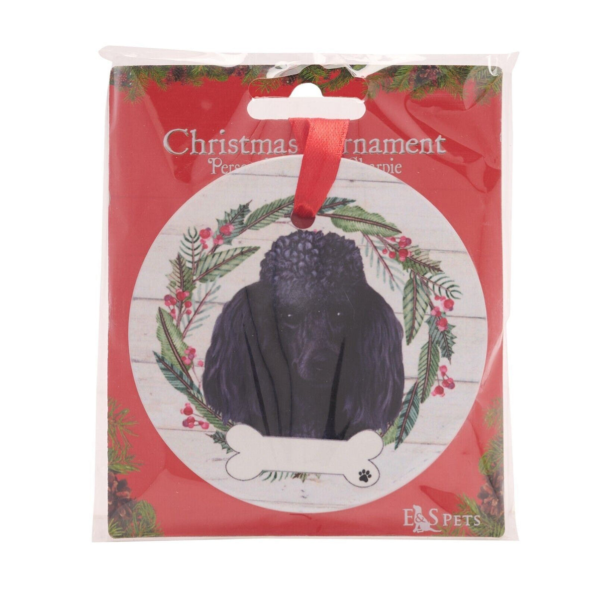 Poodle hanging decoration ceramic with space for name dog lover gift memorial