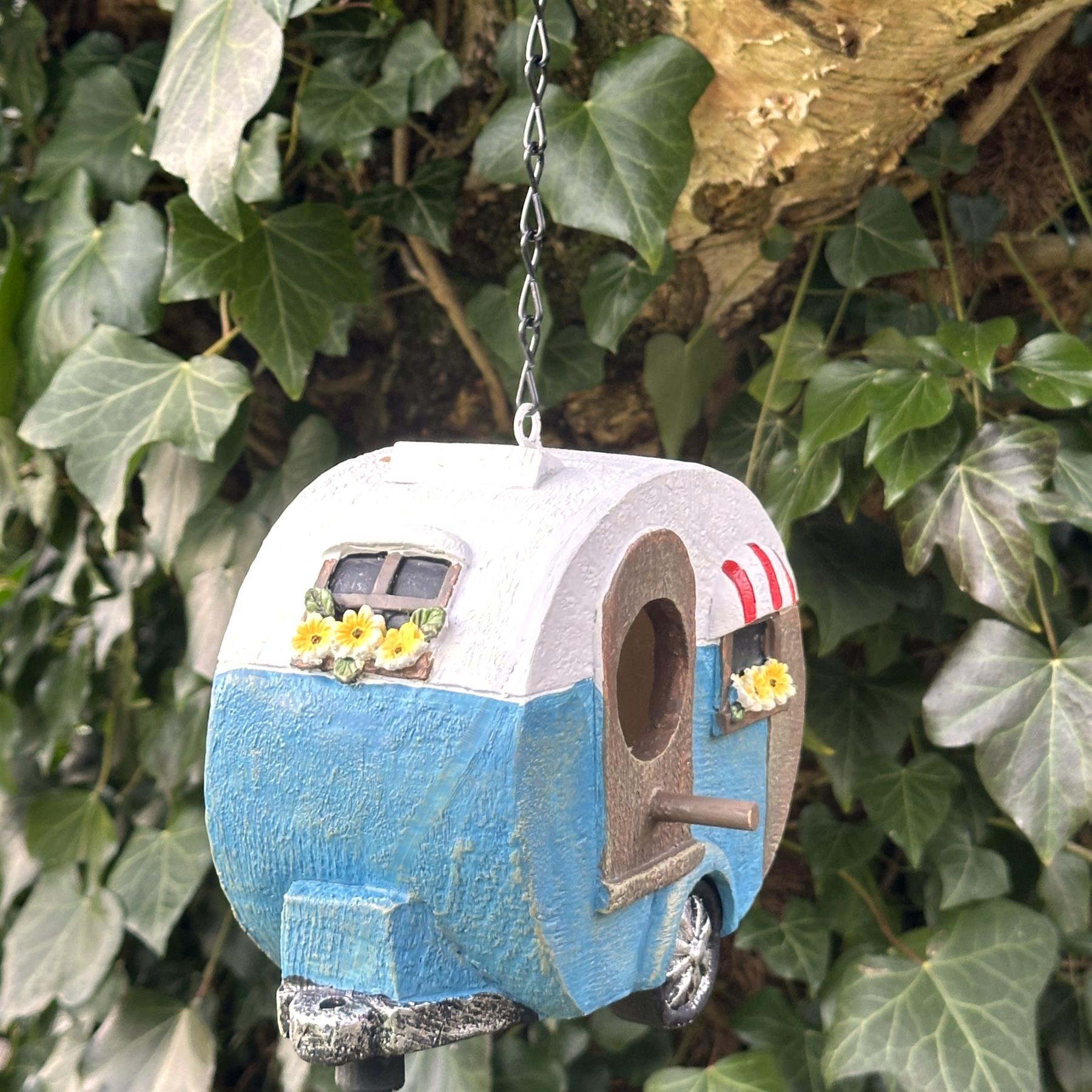 Novelty Caravan shaped Bird House Nest Box, gift boxed