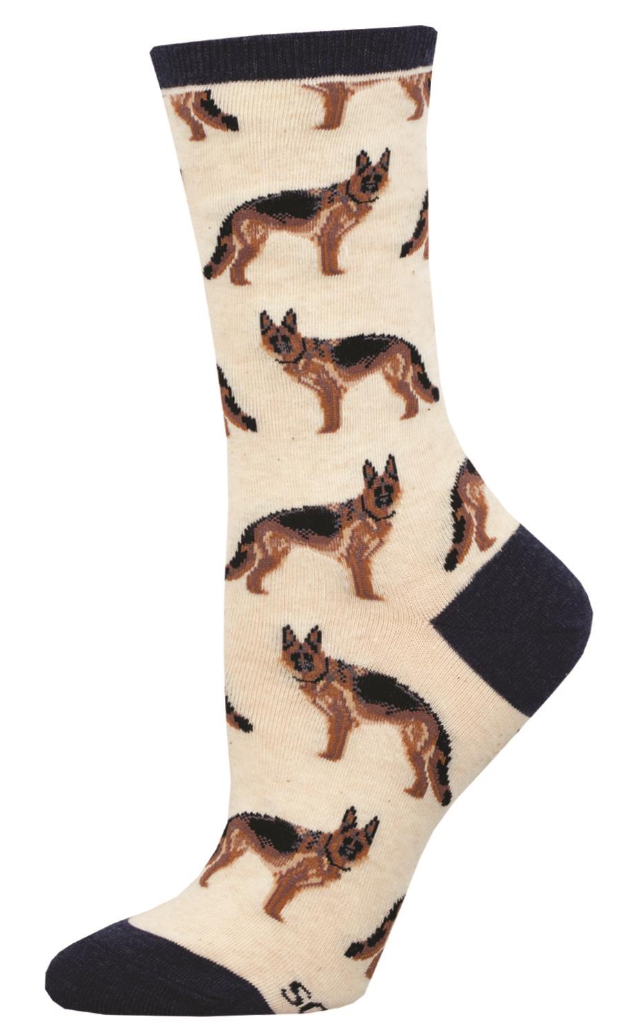 Socksmith 'GERMAN SHEPHERD' German Shepherd Dog design Women's quality Cotton mix crew socks, bright colours and fun design, one size (fits UK size 3 to 8.5)