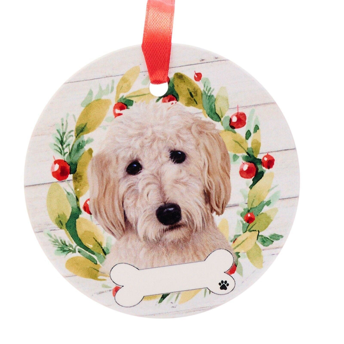 Goldendoodle hanging decoration ceramic space for name dog lover gift memorial