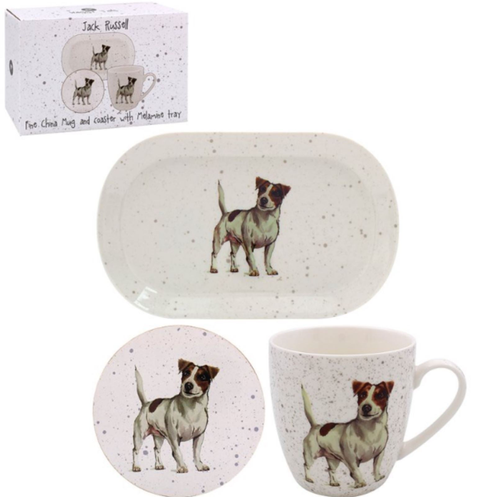 Jack Russell Terrier Mug Tray & Coaster set by Leonardo novelty Dog lover gift