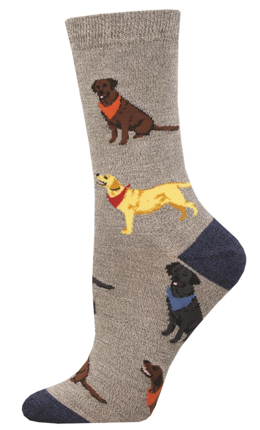 Socksmith 'Labrador' design Women's quality Bamboo mix crew socks, bright colours and fun design, one size (fits UK size 3 to 8.5)