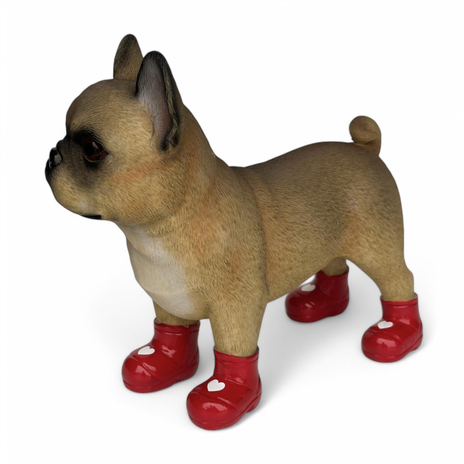 Valentines Frenchie Heart Welly Boots Love Dogs figurine Dog Lover Gift 25cm