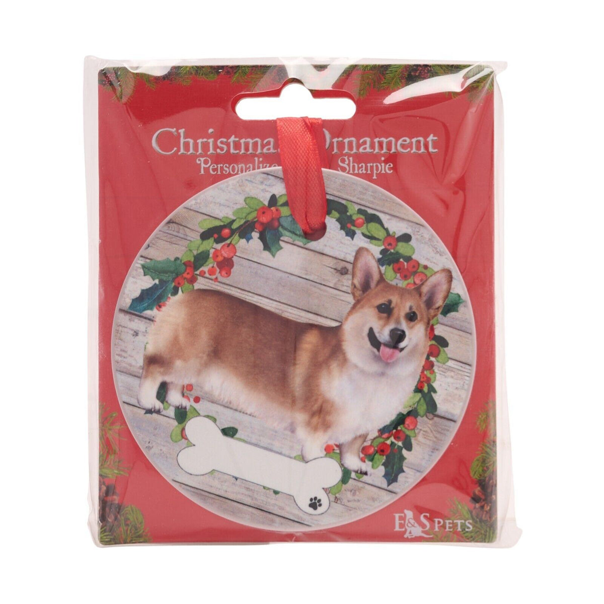 Corgi hanging decoration ceramic with space for name dog lover gift memorial