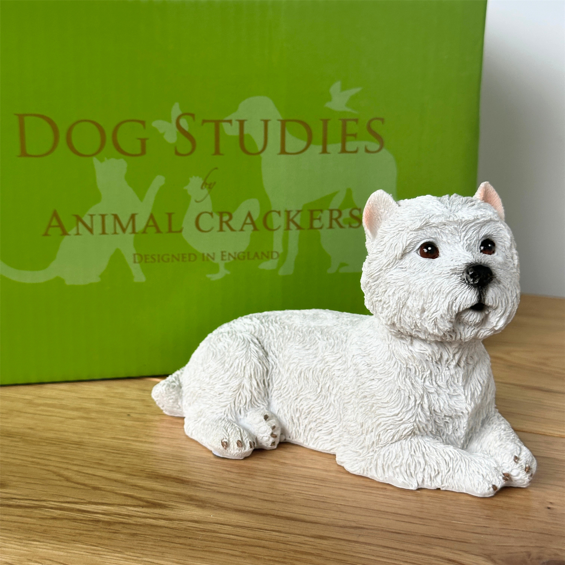 Realistic Laying West Highland Terrier figurine, 13cm, Gift Boxed