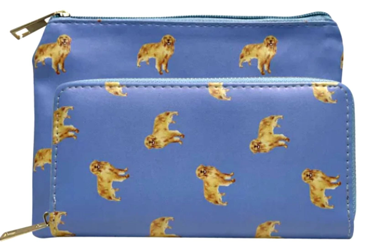 Ladies GoldenRetriever cosmetic makeup bag lined zipped case Dog lover gift