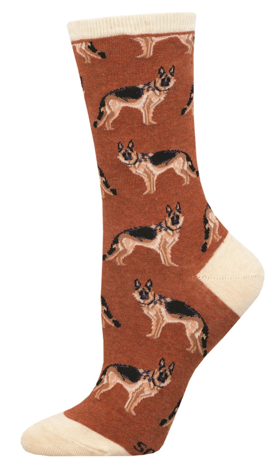 Socksmith 'GERMAN SHEPHERD' German Shepherd Dog design Women's quality Cotton mix crew socks, bright colours and fun design, one size (fits UK size 3 to 8.5)