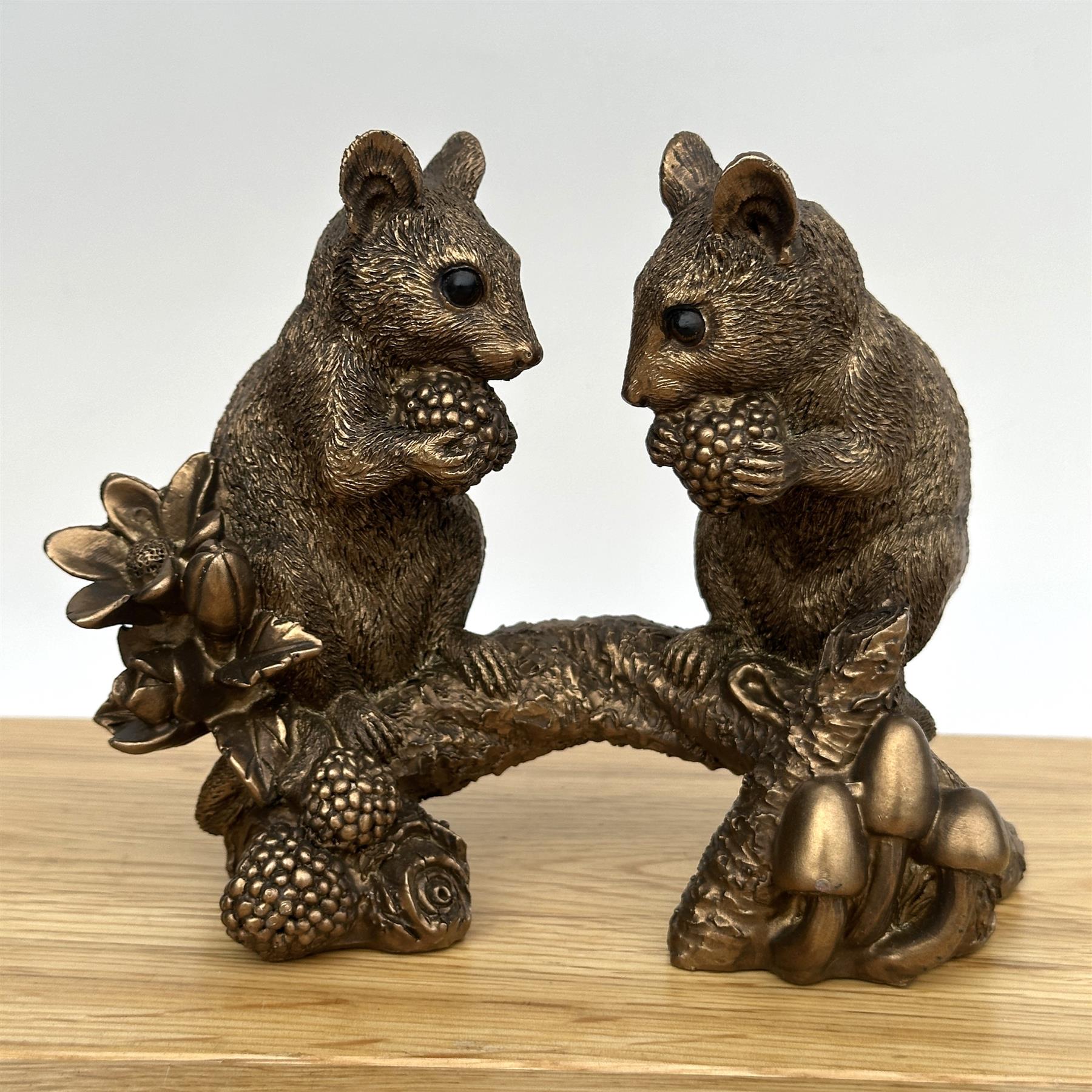 Two Mice on Branch figurine, Leonardo Reflections Bronzed range, gift boxed