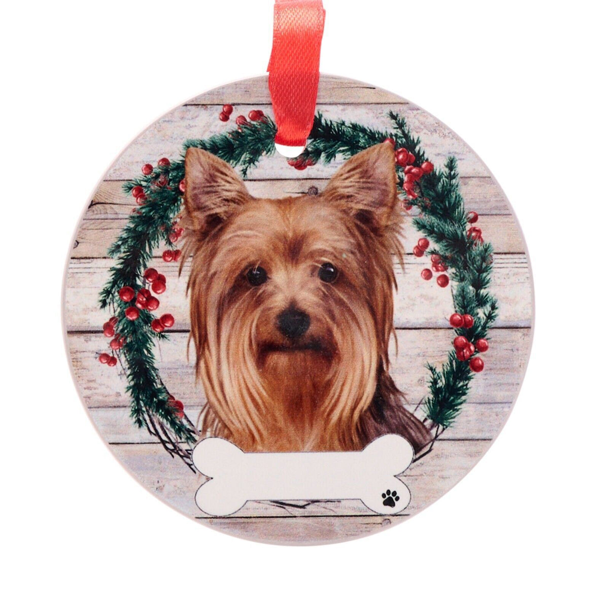 Yorkshire Terrier hanging decoration ceramic space for name Yorkie dog gift