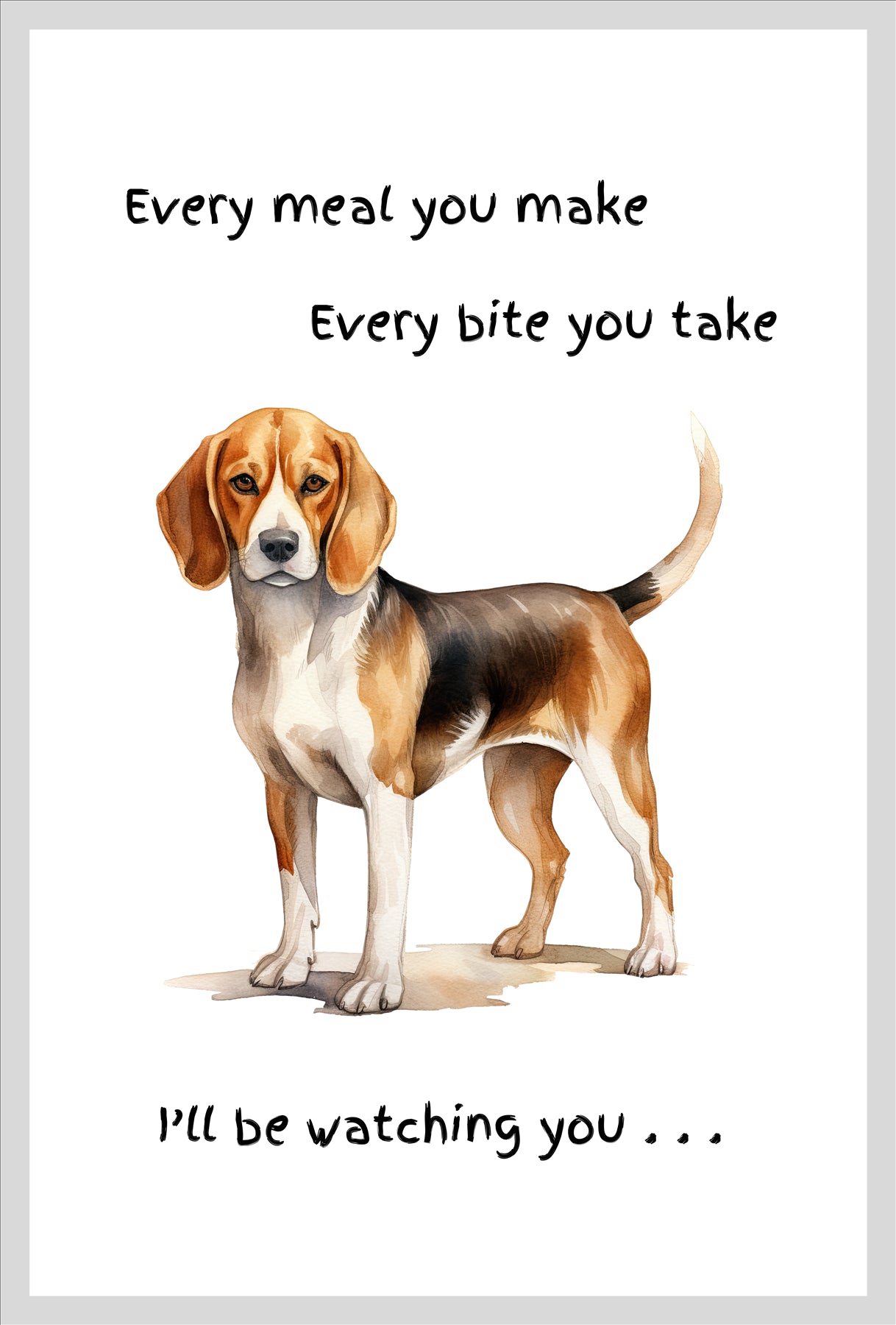 Dog Tea Towel With 'Watching You' Funny Wording (Beagle)