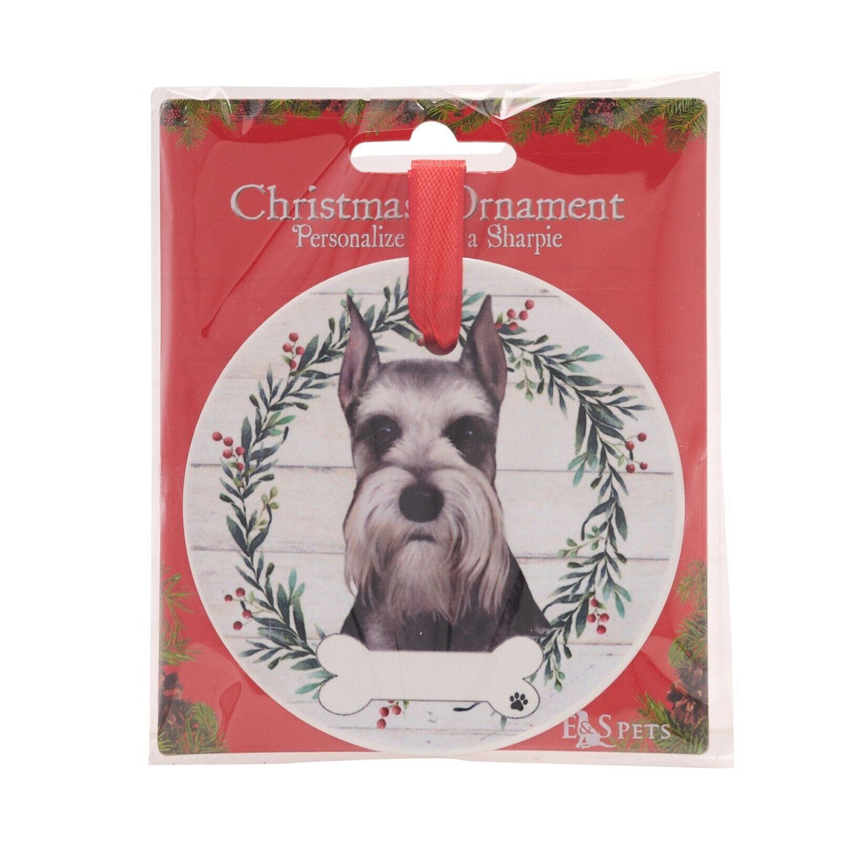Schnauzer hanging decoration ceramic with space for name dog lover gift memorial