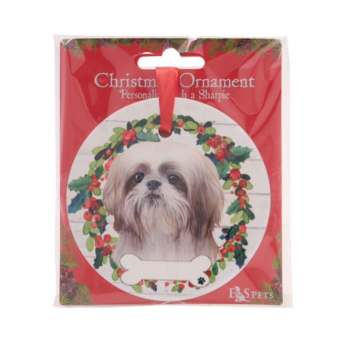 Shih Tzu hanging decoration ceramic with space for name dog lover gift memorial