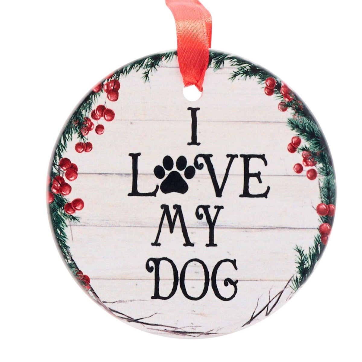 Dog lover tree decoration ceramic space for name dog memorial stocking filler