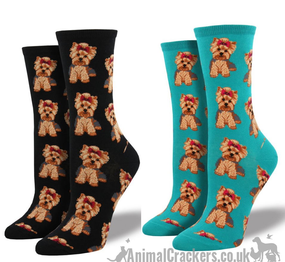 Women's Yorkshire Terrier socks from Socksmith, quality fabric, one size