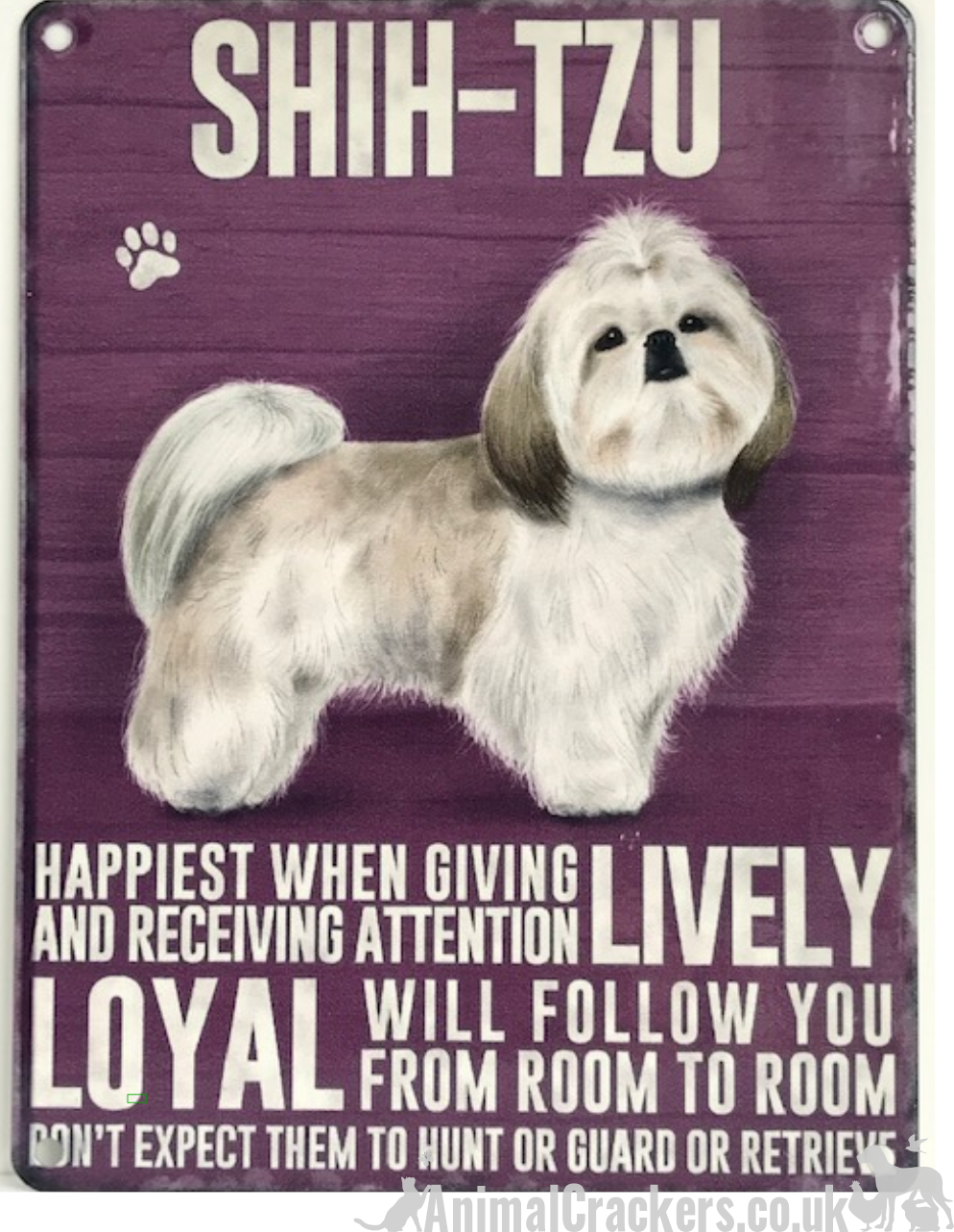 20cm Vintage Style Metal Shih Tzu Breed character Sign Plaque dog lover gift