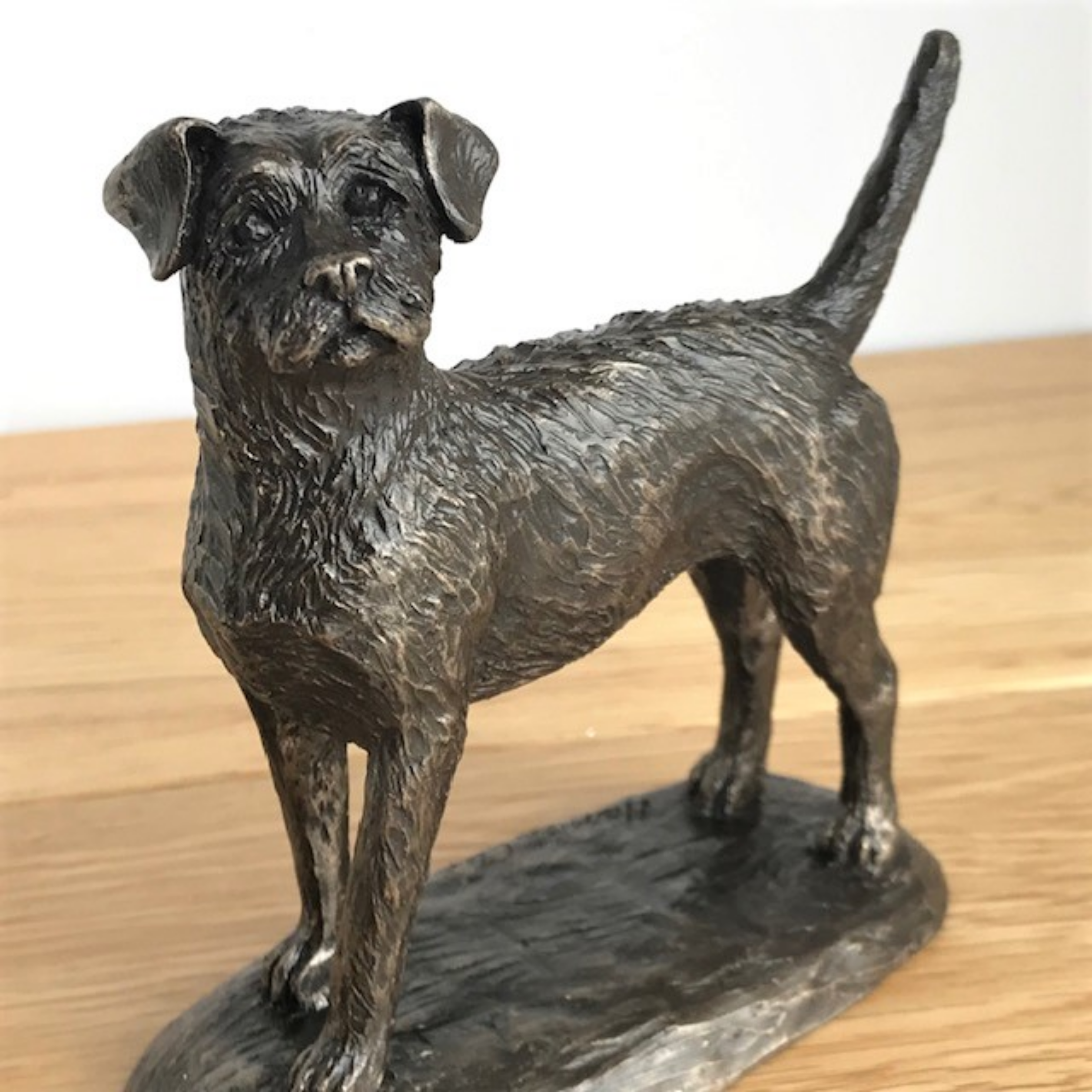 Bronze Border Terrier ornament figurine by Harriet Glen, quality dog lover gift