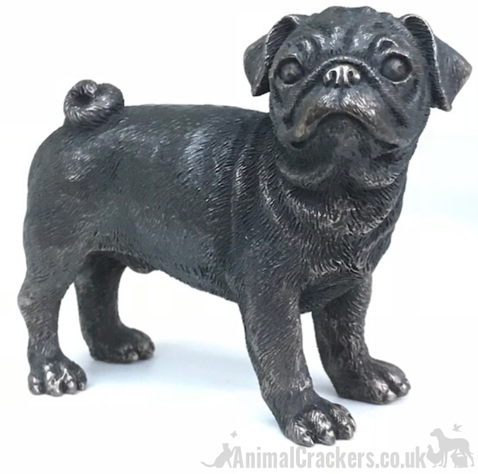 Cold Cast Bronze Pug quality heavy sculpture ornament figurine statue gift boxed