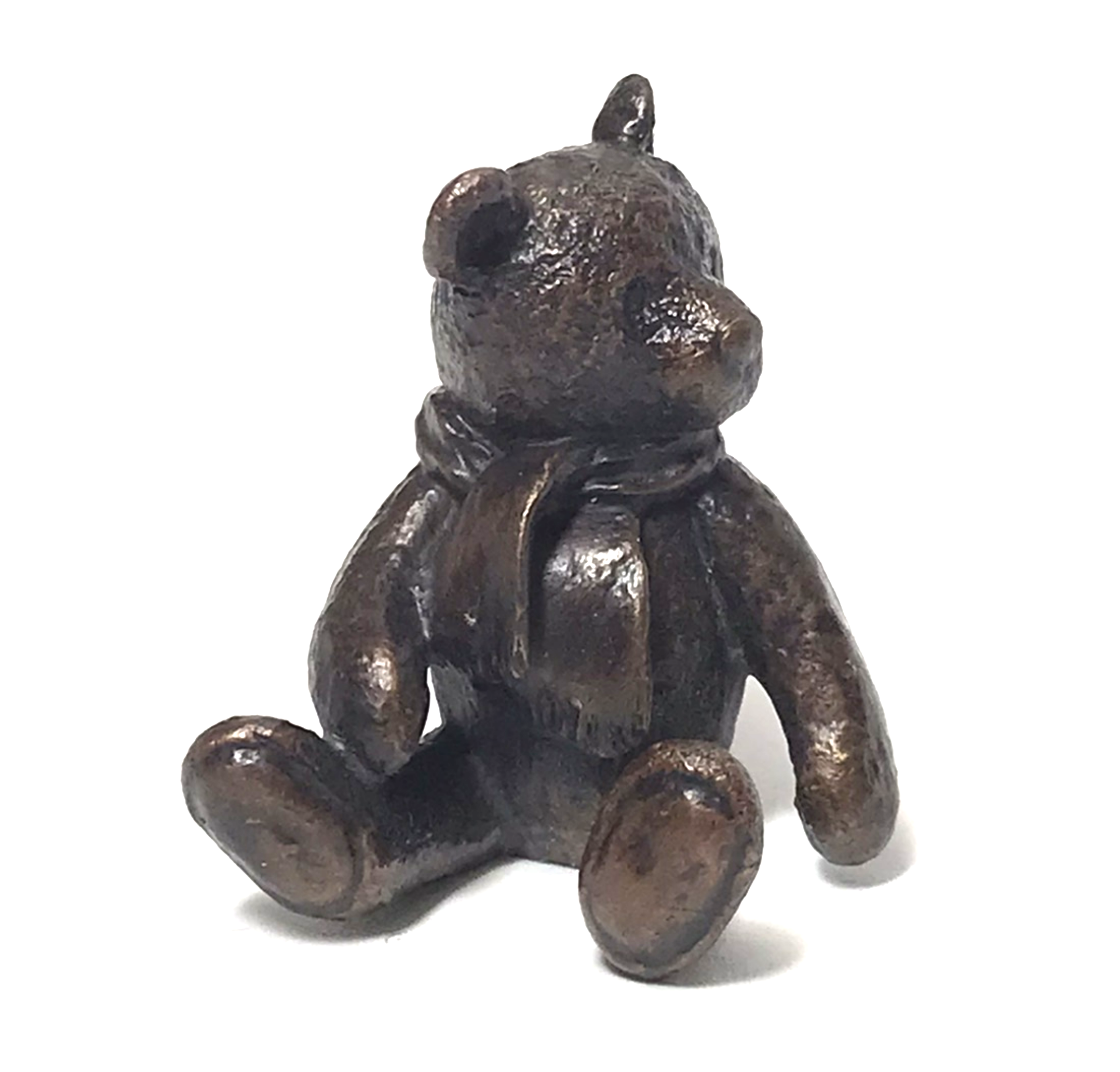 'Monty' - solid bronze miniature Teddy Bear figurine designed by Michael Simpson, in a quality gift box.